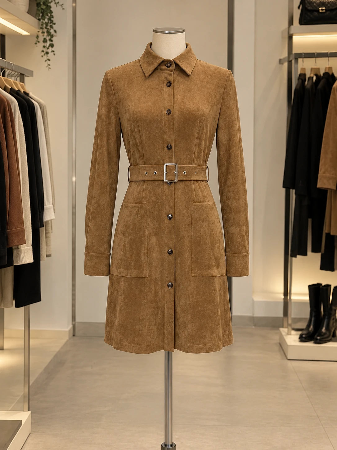 Vestido Midi de Gamuza