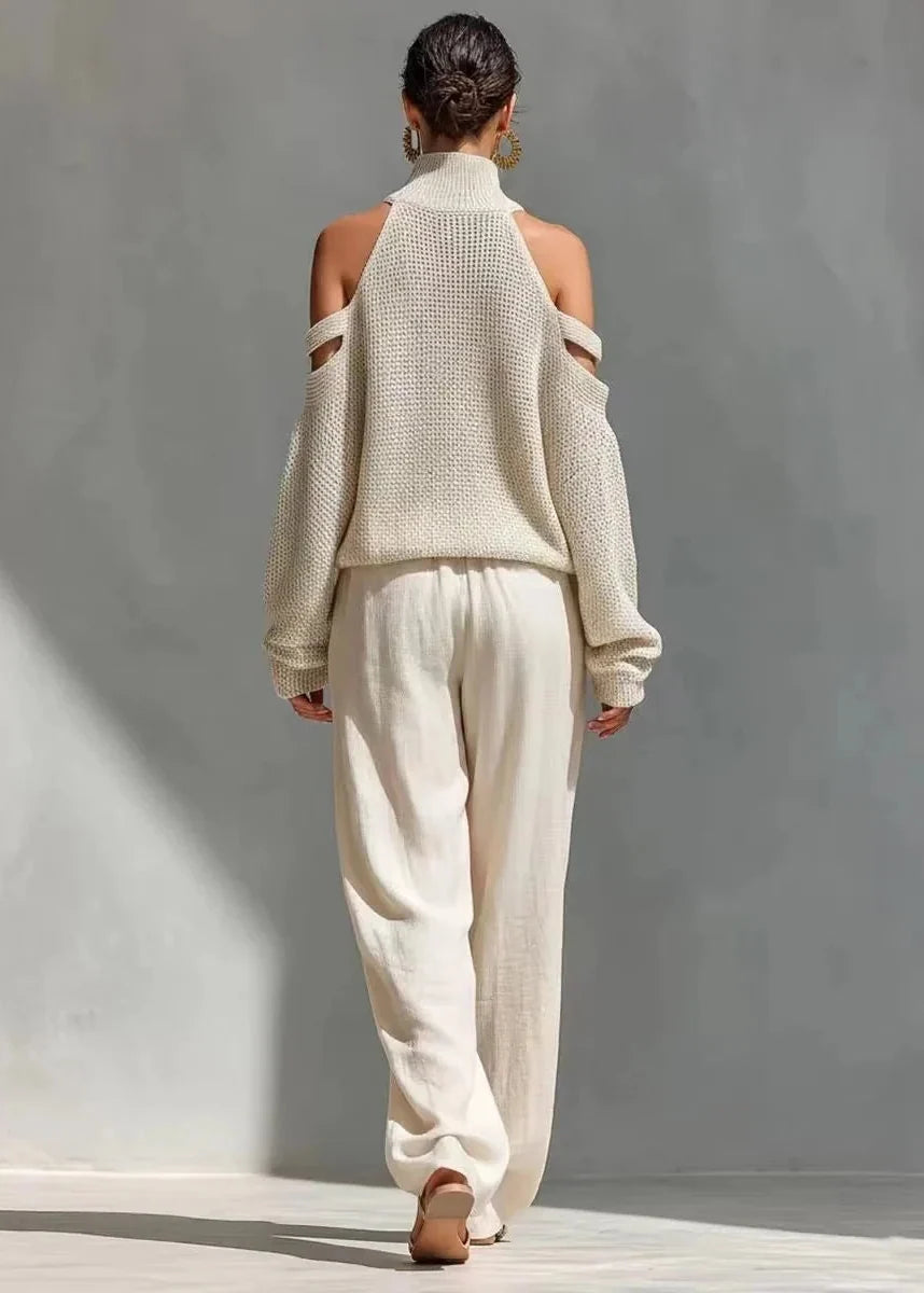 Conjunto de Dos Piezas de Tejido y Lino