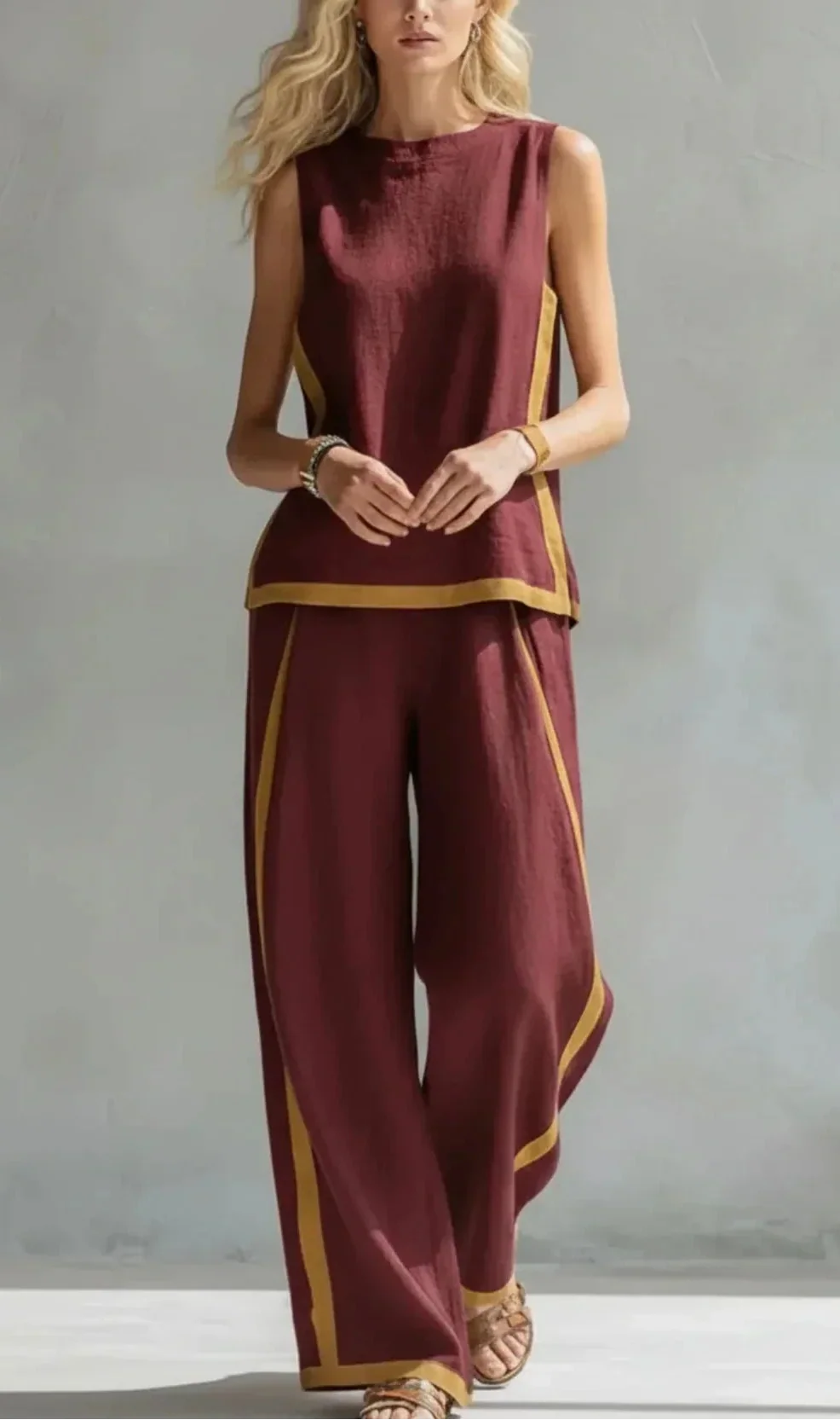 Ursula™ | Set de Chaleco y Pantalón con Detalles Bicolor