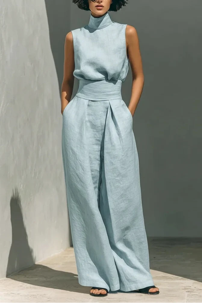 Valeria™ | Conjunto de Camisa Sin Mangas y Pantalón Wide Leg