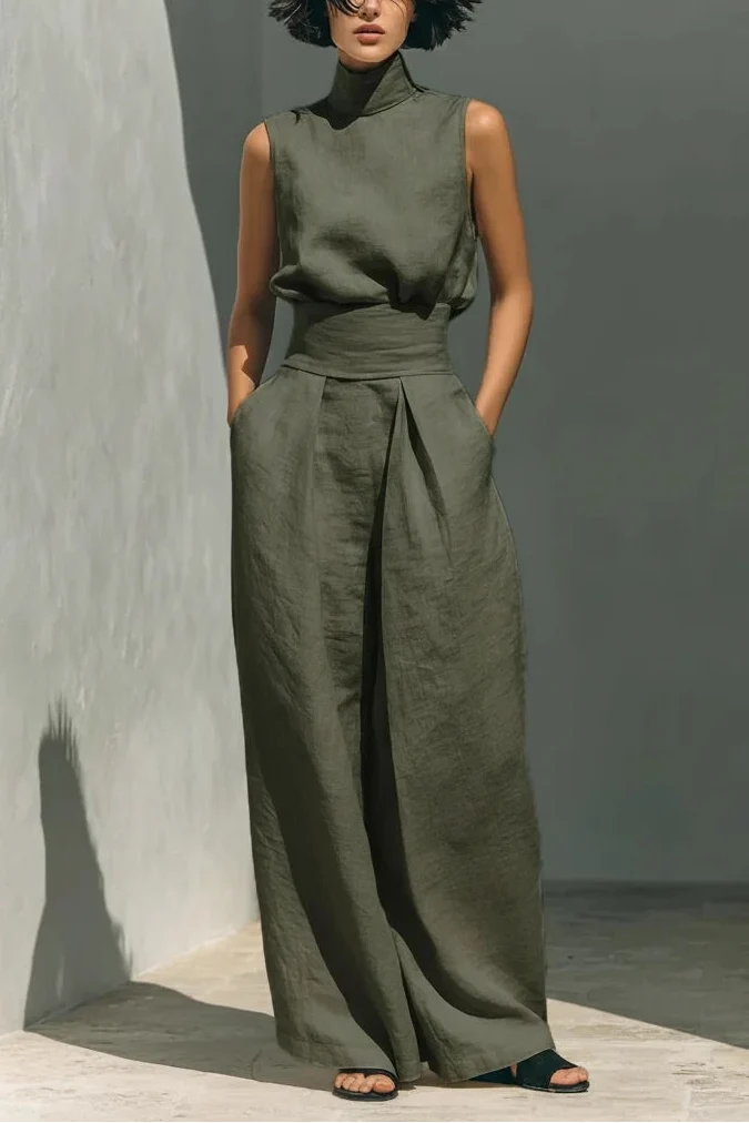 Valeria™ | Conjunto de Camisa Sin Mangas y Pantalón Wide Leg