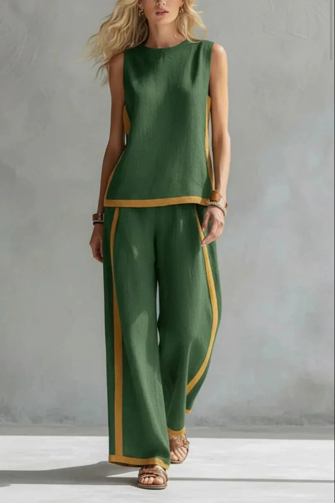 Ursula™ | Set de Chaleco y Pantalón con Detalles Bicolor