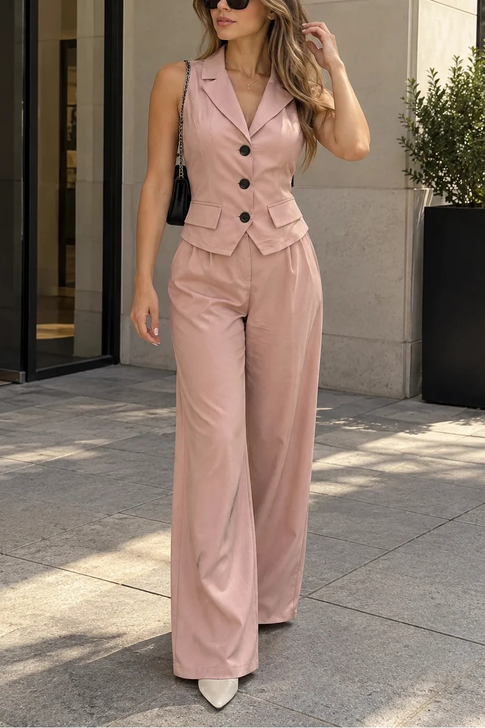Valentina™ | Conjunto de Dos Piezas con Escote en V y Botones
