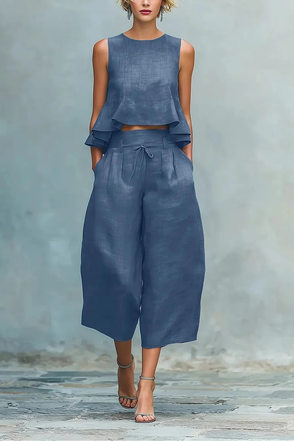 Conjunto de Dos Piezas con Bajo Fruncido