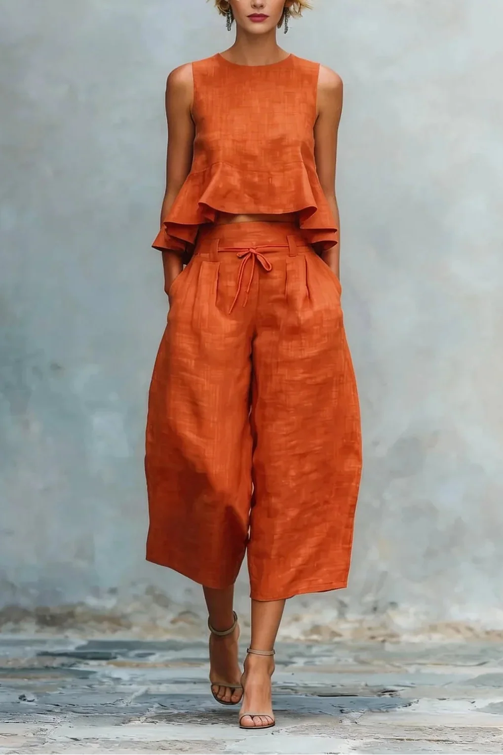 Conjunto de Dos Piezas con Bajo Fruncido
