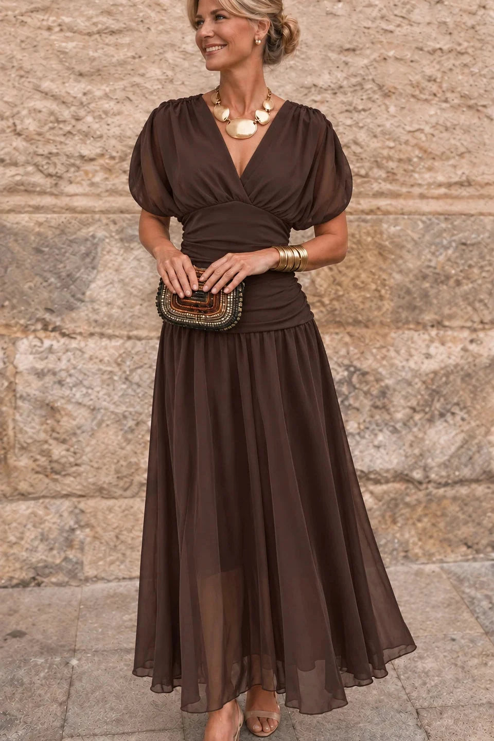 Vestido Maxi de Hombros Descubiertos
