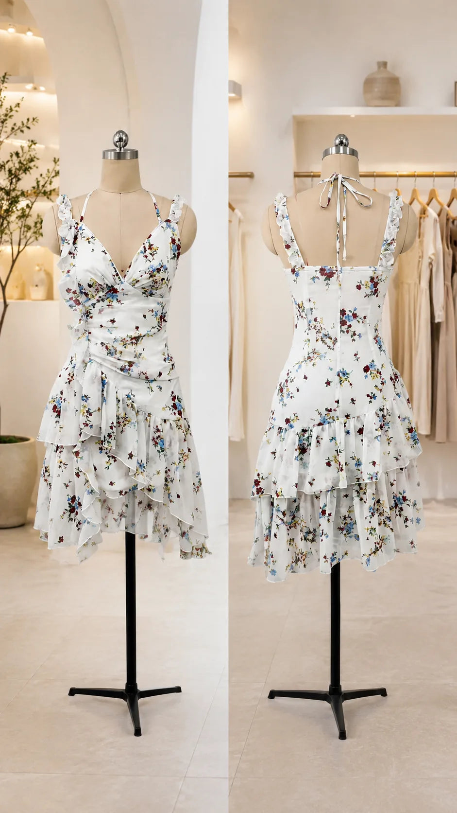 Vestido Mini de Viscosa con Tirantes Finos