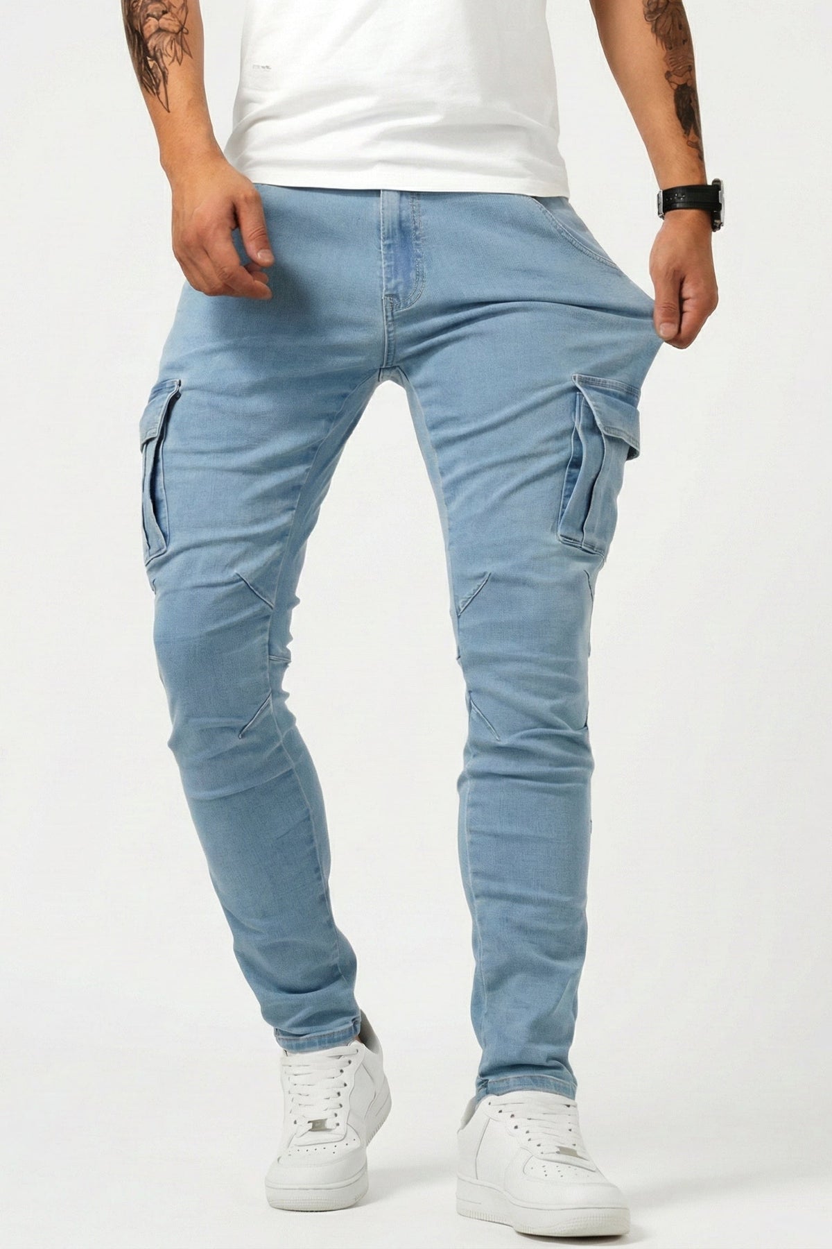 Jeans Cargo Slim Stretch Hombre
