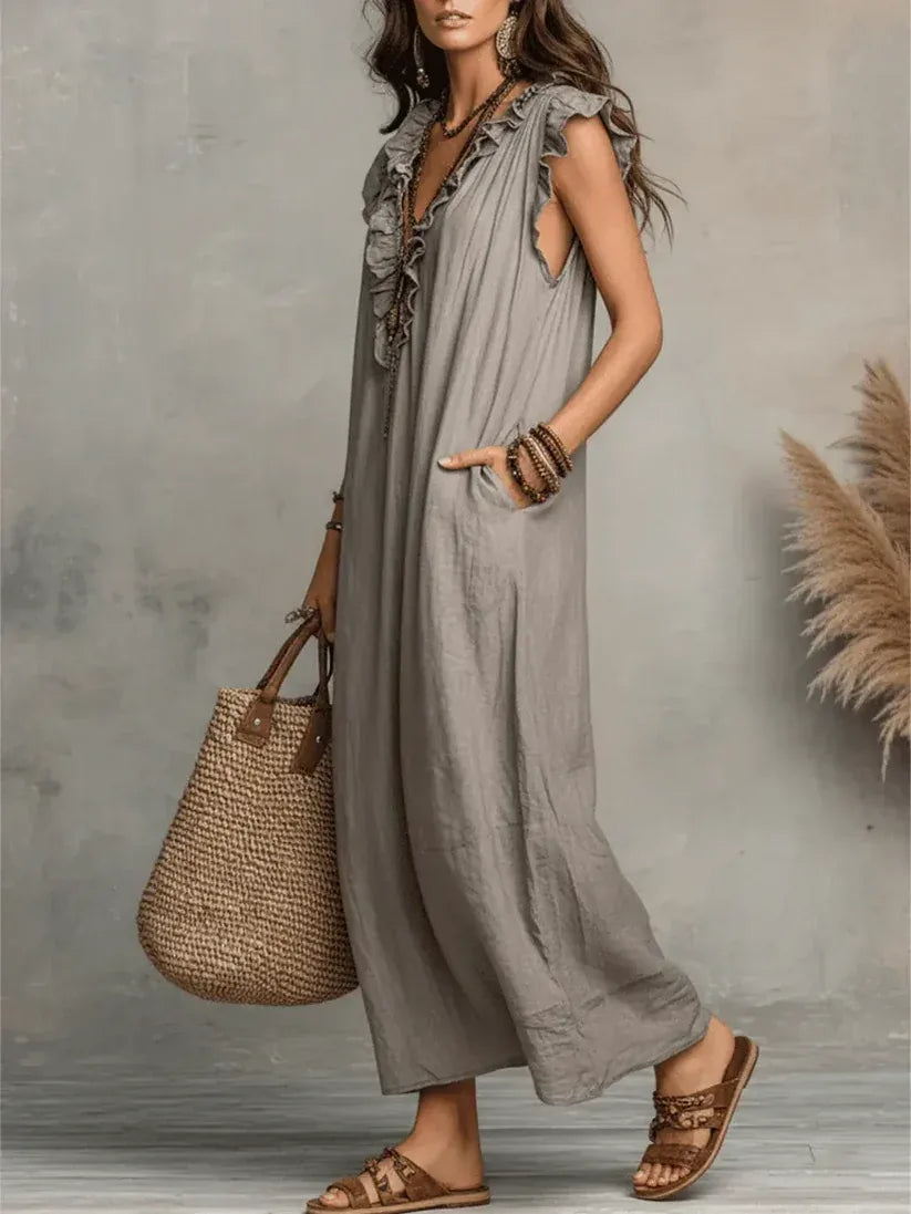 Vestido Maxi Bohemio con Escote en V