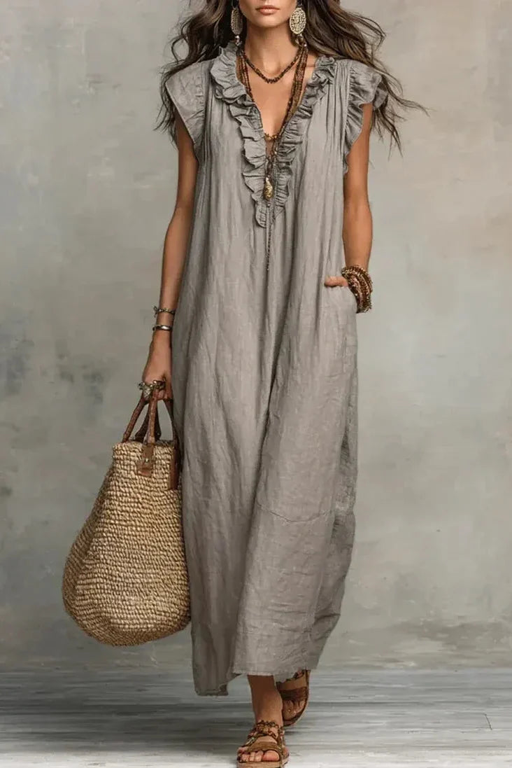 Vestido Maxi Bohemio con Escote en V