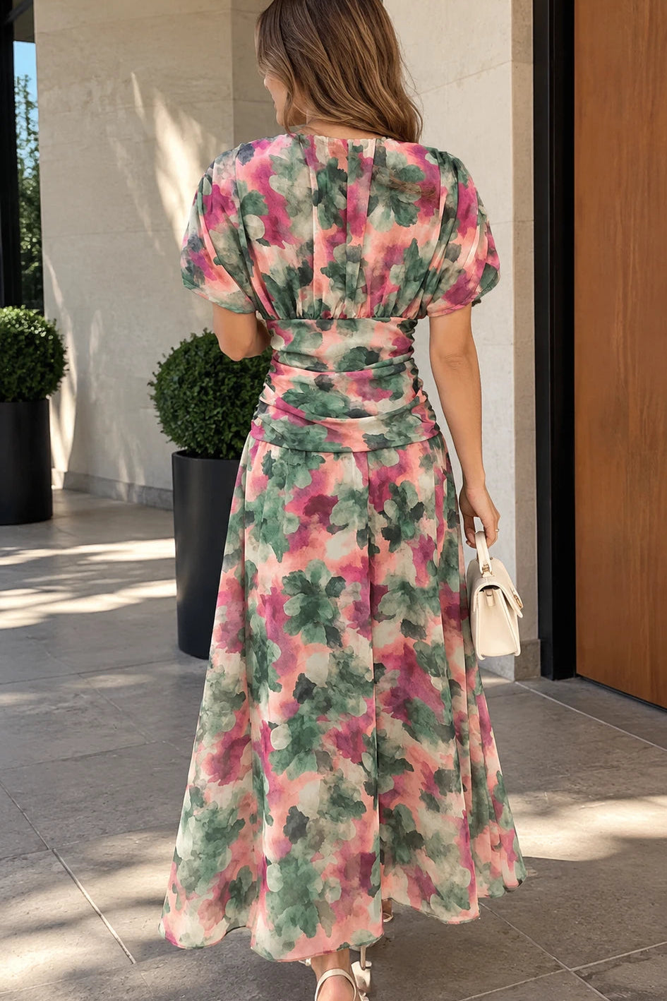 Vestido Maxi Floral con Mangas Amplias