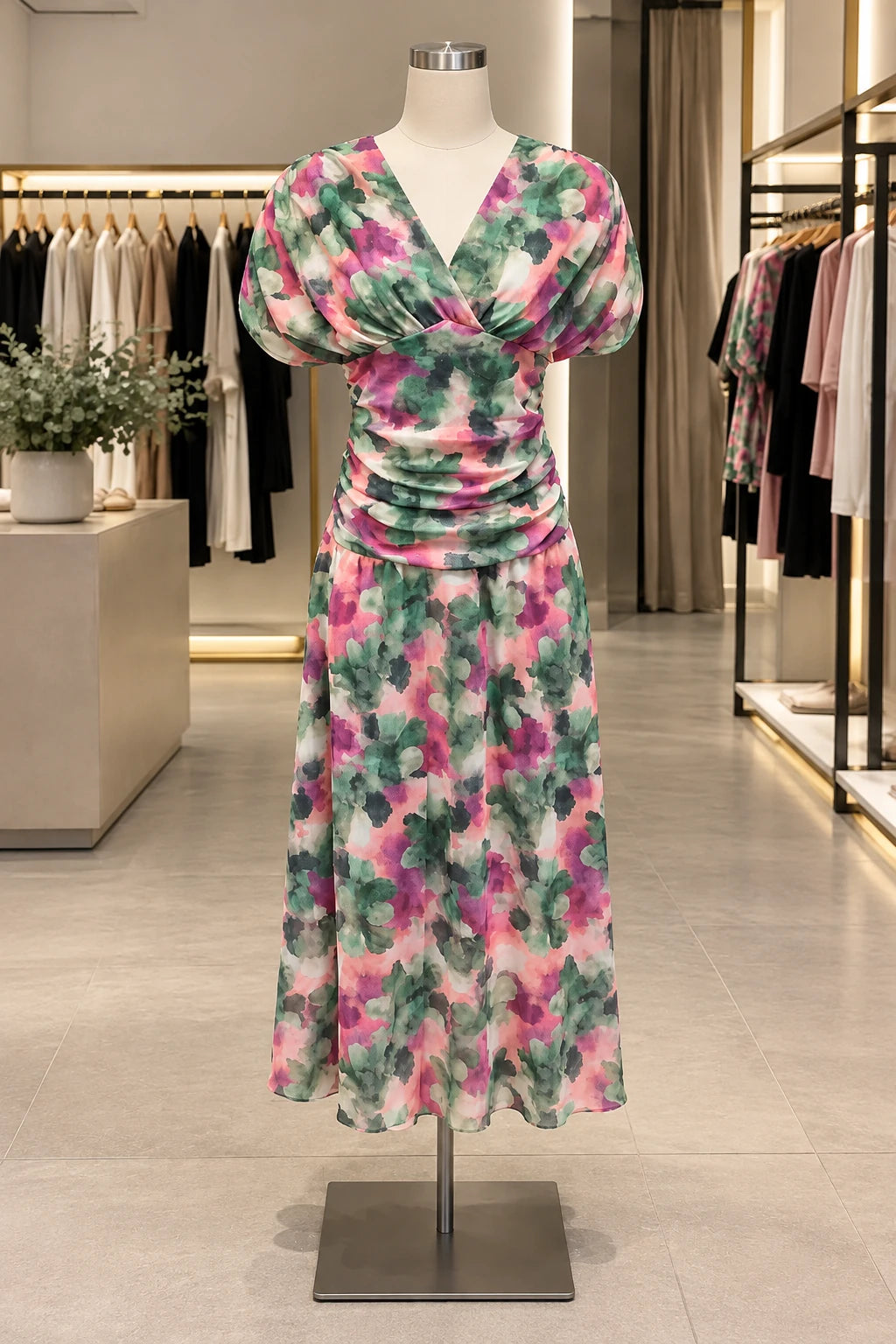 Vestido Maxi Floral con Mangas Amplias