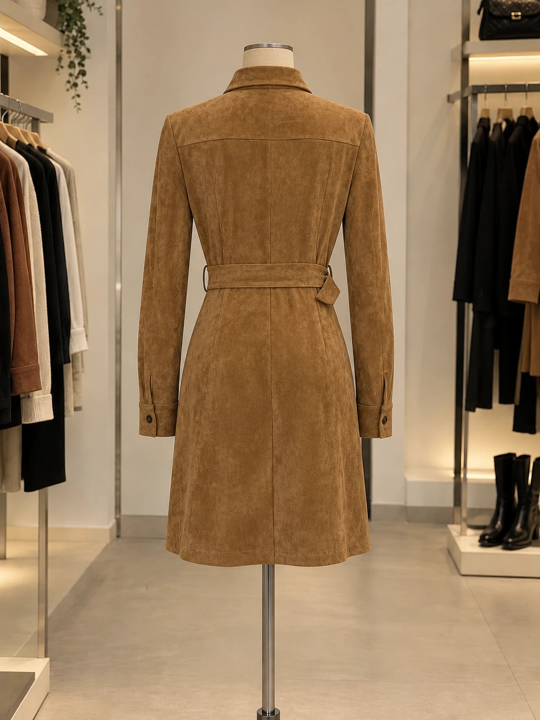 Vestido Midi de Gamuza